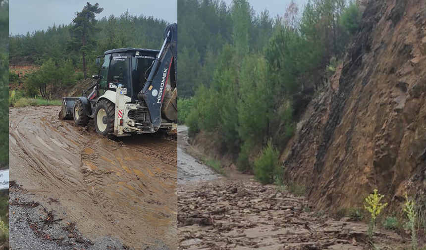 Yağış nedeniyle heyelan meydana geldi