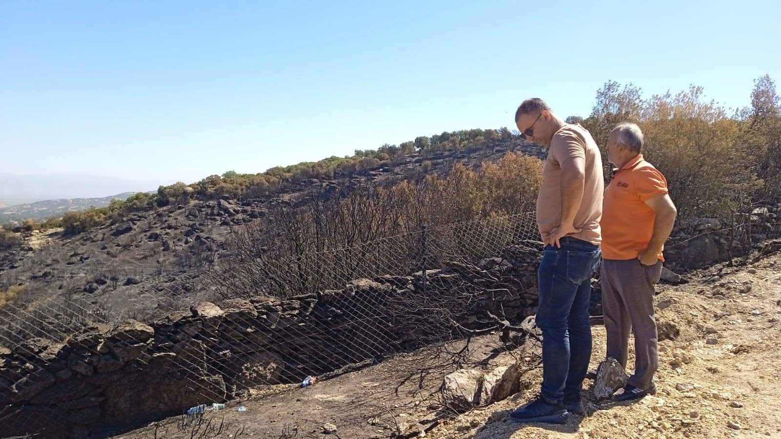 Yangın bölgesinde zarar tespiti yapıldı