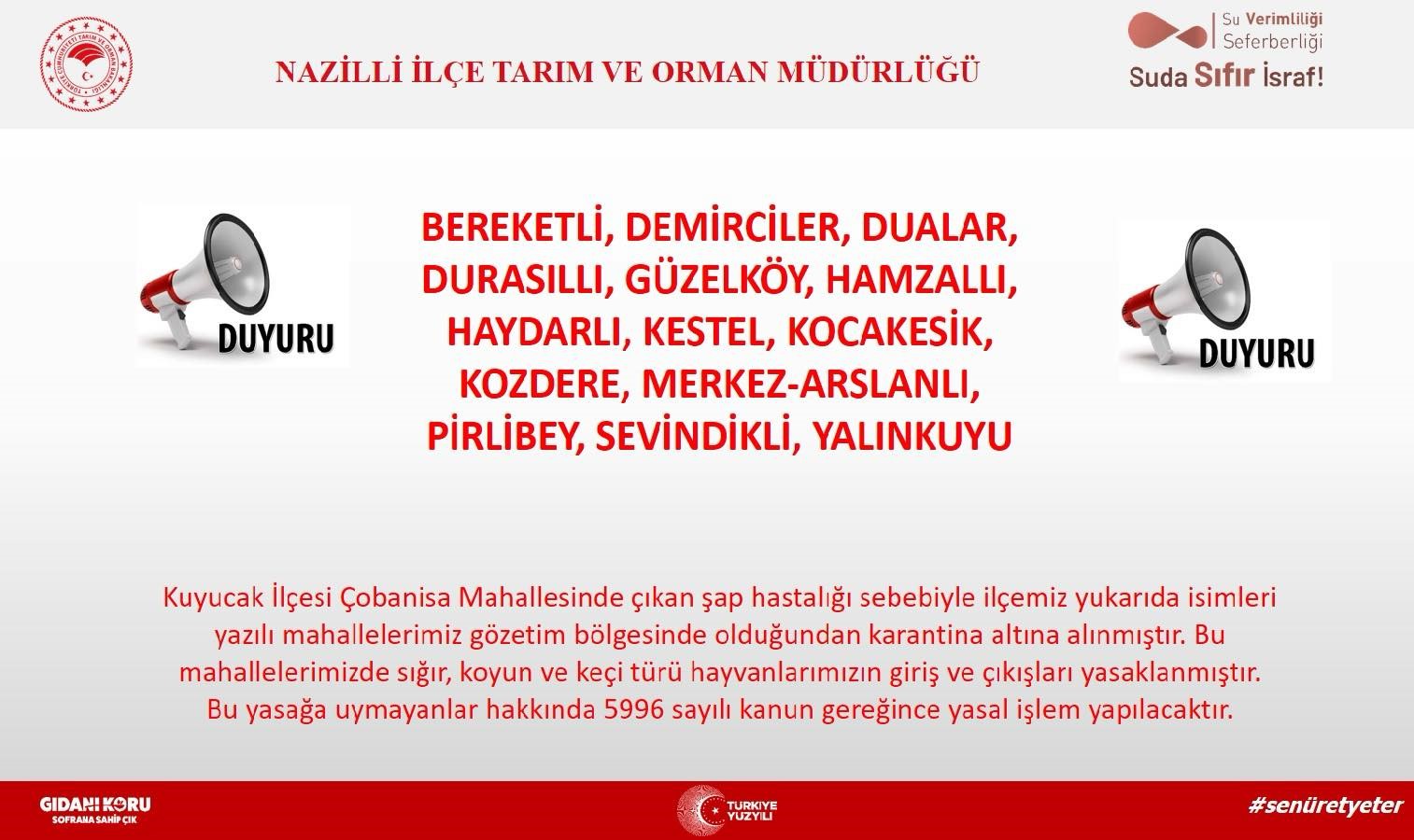 Nazilli'de 14 mahalle karantinaya alındı