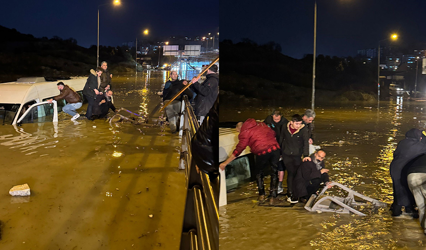 Sele kapılan minibüste can pazarı