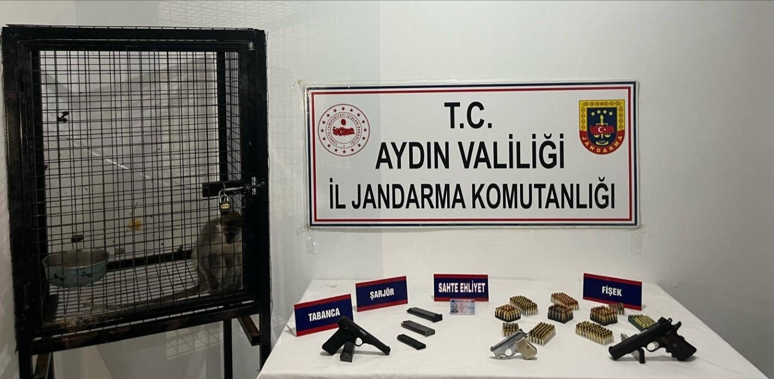 Ruhsatsız silah ve maymun ele geçirildi